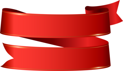 Red Ribbon Banner with Gold Trim