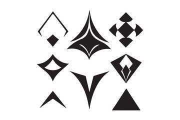 Collection of abstract geometric black symbols and icons