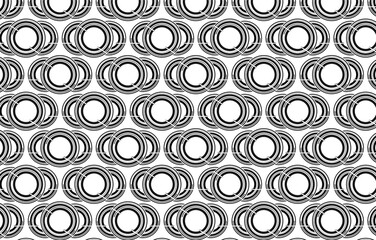 Abstract black & white concentric circle seamless pattern. Modern geometric background. vector design for tech, web, packaging, t-shirts, posters, branding.