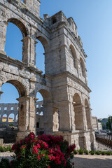 Fototapeta premium Part of the Amphitheater with flower in Pula, Croatia