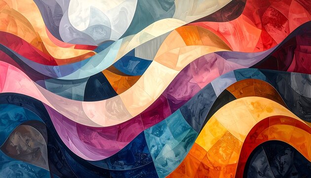 Flowing, layered abstract art with bold and vibrant color gradients