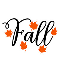 Fall autumn typography clip art design on plain white transparent isolated background for card, shirt, hoodie, sweatshirt, apparel, tag, mug, icon, poster or badge