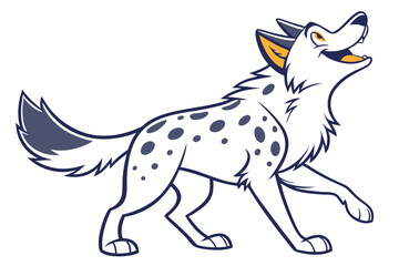 of Cartoon Hyena with Spotted Coat and Sharp Features on White