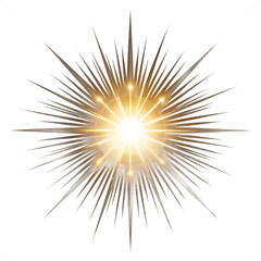 Fototapeta premium Brilliant golden starburst with radiating light and glowing particles isolated on transparent background