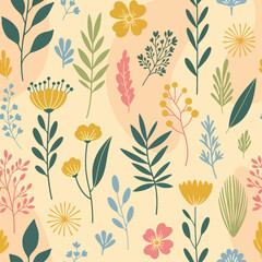 Fototapeta premium Vintage Floral seamless pattern for your design, vector illustration.