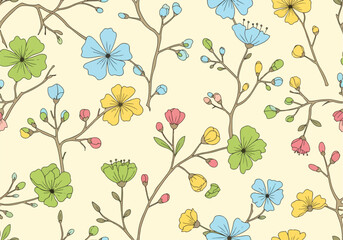 Floral seamless pattern for your design, vector illustration.