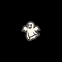 Obraz premium Whimsical Cartoon Ghost with Smiling Face and Waving Arms.