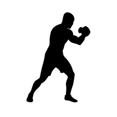 Boxer shadowboxing silhouette.