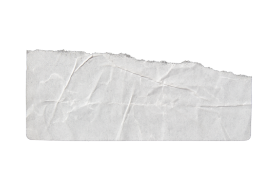 Ripped torn white paper piece on transparent background, paper tear edge stripes cut out design element