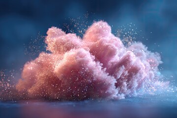 Pink fluffy cloud with sparkle on smooth surface