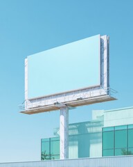 Blank billboard under clear, bright blue sky