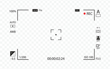 Video camera viewfinder overlay vector frame icon
