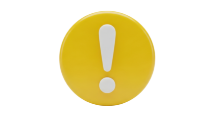 Isolated yellow circle with white exclamation point symbol for attention and warning sign