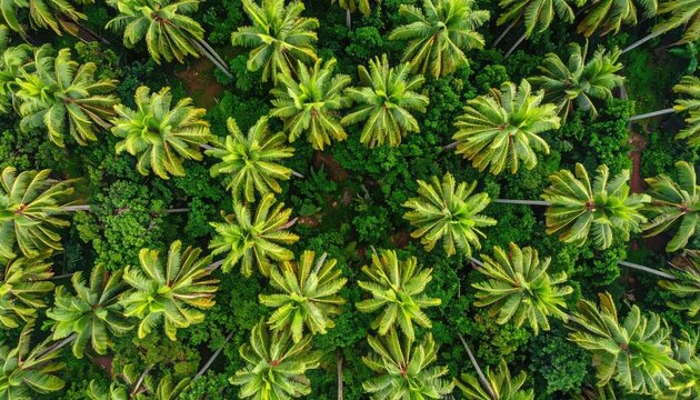 Lush Green Canopy of Palm and Broadleaf Trees