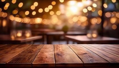 rustic wooden table blurred restaurant bokeh rustic brown
