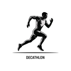 Black and White Engraving Style Vector of Male Runner in Motion