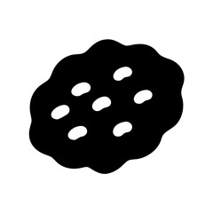 Stylized black and white cookie with soft texture and bean shaped chips