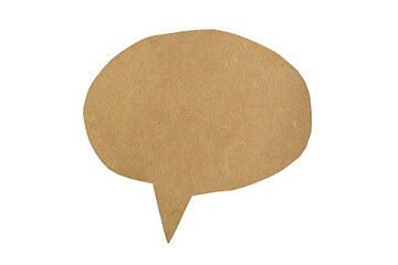 Brown paper speech bubble, isolated vintage texture element