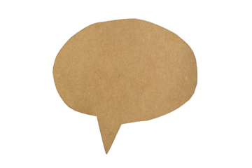 Brown paper speech bubble, isolated vintage texture element