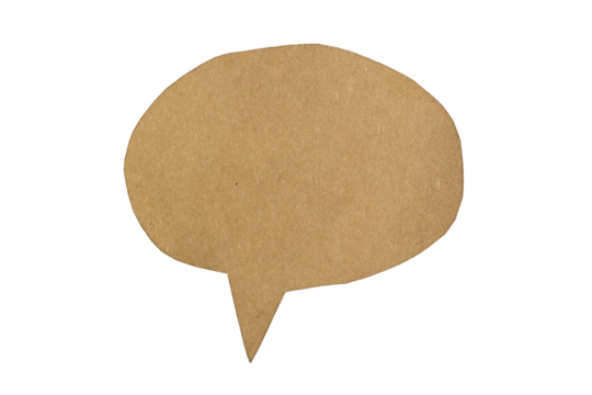 Brown paper speech bubble, isolated vintage texture element