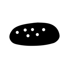 Stylized Black and White Potato Illustration with Six Budding Eye Spots