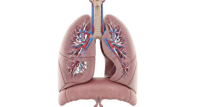 Detailed Anatomical Illustration of the Human Respiratory System with Alveoli and Bronchioles Clearly Depicted