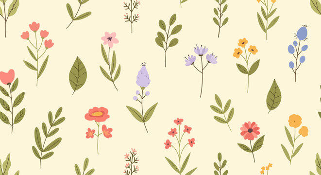Floral seamless pattern for your design, vector illustration.