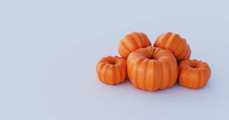 Group of orange pumpkins isolated on a cool background