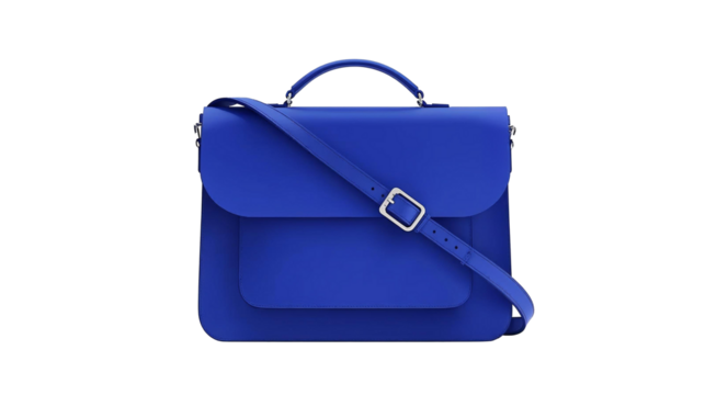 Blue work leather bag handbag folder laptop documents travel