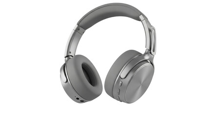 Isolated over-ear headphones, wireless sound, gray stylish headset for listening to music