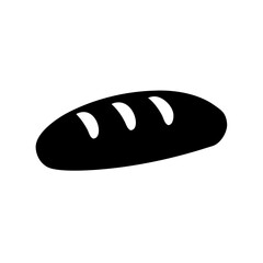 Black and white vector illustration of loaf of bread with slices