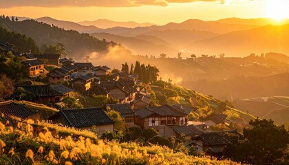Long Exposure Night Sky Star Trails Over Forested Hillside Landscape Deep Blue Sky