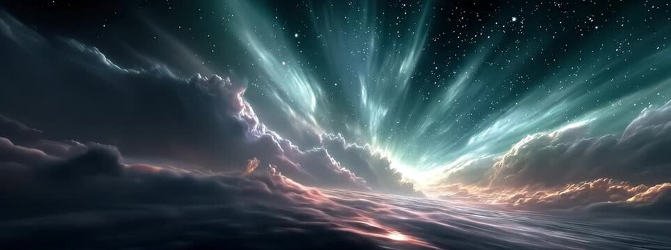 Stunning Celestial Display of Vibrant Aurora and Sparkling Stars in a Dreamy Cosmic Landscape
