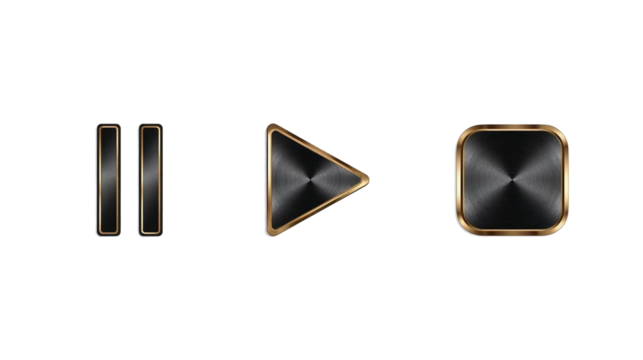 play pause stop isolated on white