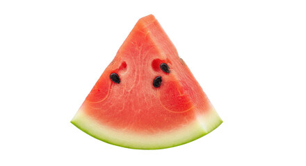 Isolated juicy watermelon triangle piece with seeds, fresh summer refreshment and treat