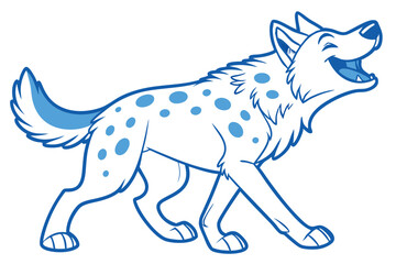 Smiling Cartoon Dog with Spotted Pattern on White Background