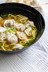 Close-Up of Wonton Soup with Ramen
