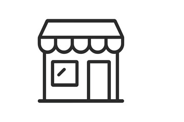 Store front line icon, simple shop building symbol. Vector graphic for retail business, online market, e-commerce app & website. Flat minimal outline illustration for UI logo.