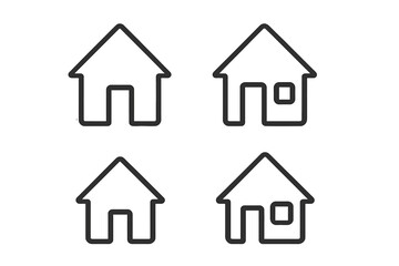 House icon set. Home symbol collection. Simple line art pictogram. Real estate graphic. Building sign. Web design, app, UI, UX element. Vector logo button. Minimalist property.