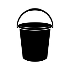 Bucket Icon – Simple Black Water Container Silhouette