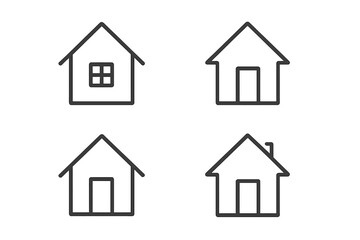 Set of home icons. Simple house symbol collection. Real estate outline sign for website design, logo, app, and UI. Building pictogram. Linear flat vector illustration.