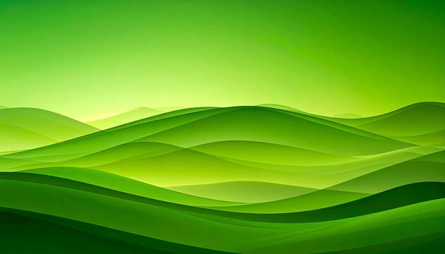 Abstract green layered landscape with flowing wave shapes, smooth gradients, and soft atmospheric depth. - Powered by Adobe