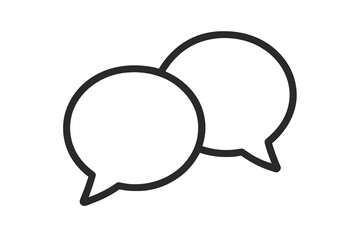 Speech bubbles icon for chat and communication. Vector symbol for dialogue, conversation, and messaging. Minimalist line art for website design, app UI, or logo concept.