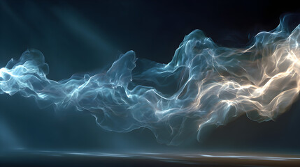 Transparent spectral mist sweeping across frame, long exposure effect for flow, cinematic volumetric lighting, analogous cool palette blue-gray-white, serene ghost wallpaper