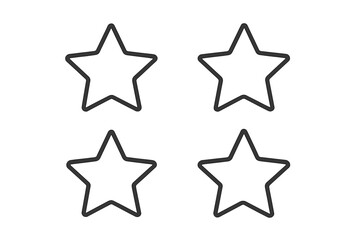 Obraz premium Vector star icon set. Symbol of rating or favorite. Trendy flat outline style for web design, logo, app, UI. Linear pictogram pack isolated on white background. Success concept.