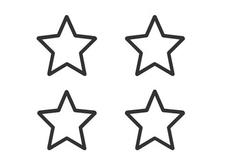 Obraz premium Vector star icon set. Symbol for rating, review, feedback, and quality. Outline favorite button for website design, logo, app, UI, UX. Simple minimalist line art isolated.