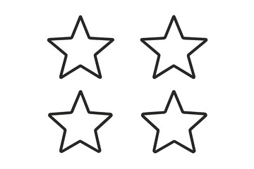 Fototapeta premium Four star rating vector icon set. Outline symbols for customer review, quality feedback, and satisfaction. Achievement, classification, or favorite signs for web, app, and UI.