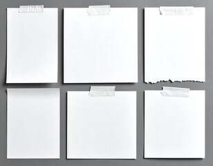 Blank Sticky Notes on Gray Background.