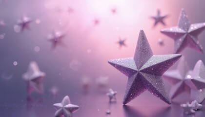 Shiny silver stars float on soft violet gradient backdrop. This dreamy background works well for festive decoration, celestial designs, and holiday celebrations. Use this design to add magical touch.