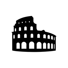 Silhouette of the roman colosseum building on transparent background